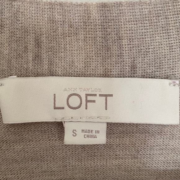 LOFT Neutral Deep V-Neck Stripe Light Cardigan - Picture 7 of 8